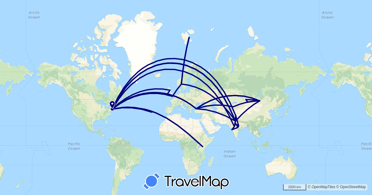 TravelMap itinerary: driving in United Kingdom, Ireland, India, Kenya, Kyrgyzstan, Mongolia, Norway, Portugal, Turkey, United States (Africa, Asia, Europe, North America)